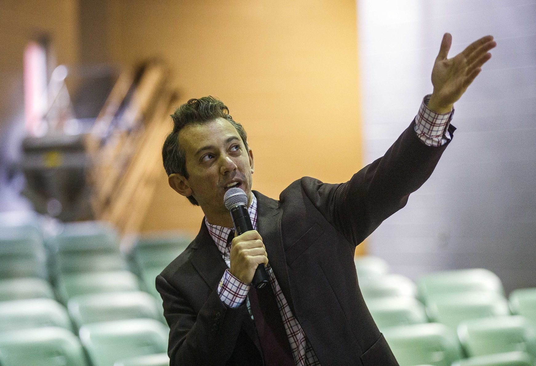 Meteorologist Joe Martucci at Vineland High School